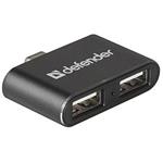 Defender USB (2.0) hub 2-port, Quadro Dual, čierno-šedá, USB-C M na 2x USB A