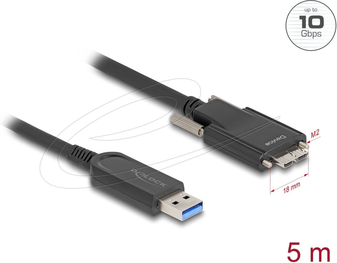 Delock aktivny optický kábel USB 10 Gbps-A samec na USB 10 Gbps Typ Micro-B samec, 5 m