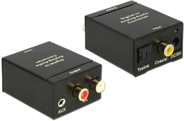 Delock audio prevodník z digitálneho signálu SPDIF a optického Toslink na analógový 2xCinch