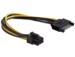Delock cable Power SATA 15 pin > 6 pin PCI Express, 0,21m