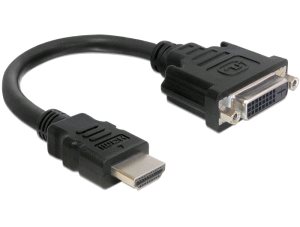 Delock HDMI-DVI redukcia M/F, 0.20m, adaptér 