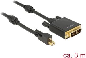 Delock kábel miniDisplayport na DVI M/M, prepojovací, 3,0m