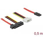 Delock - Kabel SATA/SAS - SAS 12Gbit/s - 4 pinové interní napájení, SAS 29 pinů (SFF-8482) do SATA (F) - 50 cm