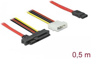 Delock - Kabel SATA/SAS - SAS 12Gbit/s - 4 pinové interní napájení, SAS 29 pinů (SFF-8482) do SATA (F) - 50 cm