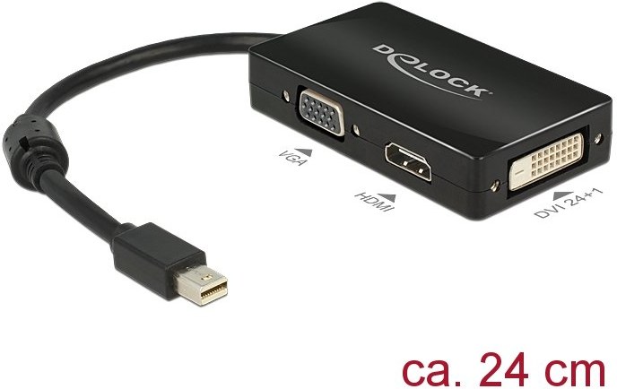 Delock miniDisplayport-VGA+HDMI+DVI video prevodník M/F+F+F, adaptér
