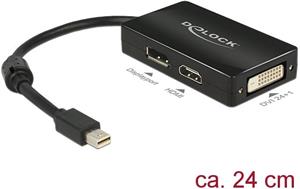 Delock miniDisplayport1.1-VGA+HDMI+DVI redukcia M/F+F+F, adaptér, 0.20m, čierny