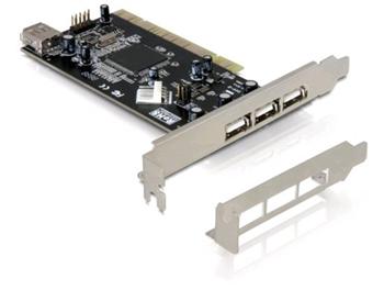 Delock PCI karta USB 3+1 port 2.0 Low Profile