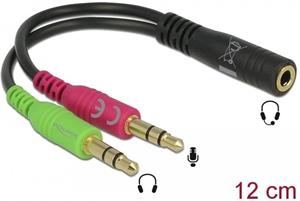 Delock redukcia pre headset 2x Jack 3,5mm - 4 pol Jack 3,5mm F/M 0,20m
