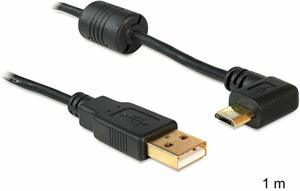 Delock USB2.0A-microUSB2.0 kábel M/M, 1.0m, pravoúhlý 90°