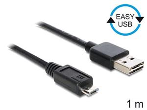Delock USB2.0A/microUSB2.0 kábel M/M, 1.0m, prepojovací, čierny
