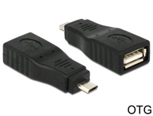 Delock USB2.0A-microUSB2.0 OTG redukcia F/M, adaptér celý v púzdre