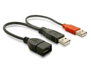 Delock USB2.0A/USB2.0A+USB2.0A kábel M/M+F, 0.20m