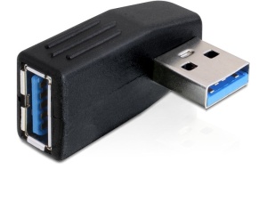 Delock USB3.0 A-A redukcia M/F, adaptér ohnutý pod uhlom 90° horizontálne