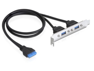 Delock záslepka interná 19pin USB 3.0 > 2 x USB 3.0-A samica externá