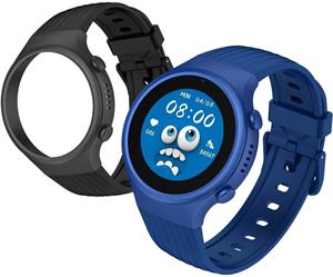 Detské smart hodinky okrúhle Kiddoboo x Lagenio WatchMe 4G Blue/Black