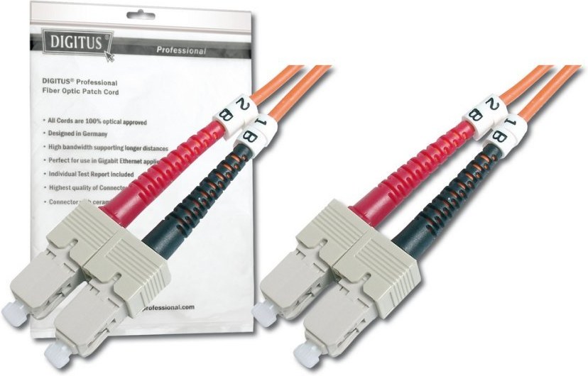 Digitus Fiber Optic Patch Cord, SC to SC Multimode 50/125 µ, Duplex 2m