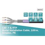 Digitus kábel, cat. 7, S/FTP drôt, 100m, outdoor, čierny