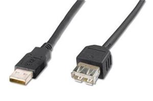 Digitus kábel USB 2.0 A-A M/F, predlžovací, 3,0m, čierny