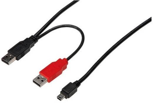 Digitus kábel Y 2x USB 2.0 na mini USB M/M, prepojovací, 1,0m