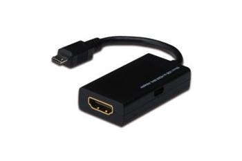 Digitus microUSB2.0-HDMI MHL redukcia M/F, 0.15m, adaptér