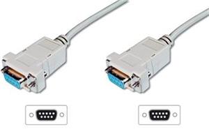 Digitus připojovací kabel nullmodem DB9 F/F 1,8m béžový