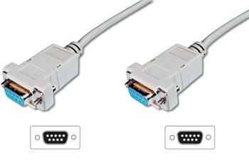 Digitus připojovací kabel nullmodem DB9 F/F 3m béžový