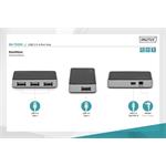 DIGITUS USB 2.0 4-Port Hub s napájecím adaptérem 5V/2A černý