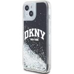 DKNY Liquid Glitter Arch Logo kryt pre iPhone 15, čierny