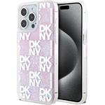 DKNY Liquid Glitter Checkered Pattern kryt pre iPhone 15 Pro Max, ružový