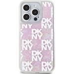 DKNY Liquid Glitter Checkered Pattern kryt pre iPhone 15 Pro, ružový