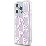 DKNY Liquid Glitter Checkered Pattern kryt pre iPhone 15 Pro, ružový