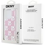 DKNY Liquid Glitter Checkered Pattern kryt pre iPhone 15 Pro, ružový