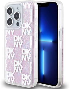 DKNY Liquid Glitter Checkered Pattern kryt pre iPhone 15 Pro, ružový