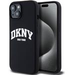 DKNY Liquid Silicone Arch Logo MagSafe kryt pre iPhone 15, čierny
