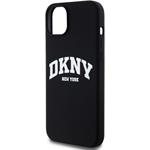 DKNY Liquid Silicone Arch Logo MagSafe kryt pre iPhone 15 Plus, čierny