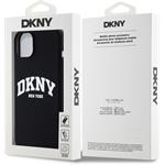 DKNY Liquid Silicone Arch Logo MagSafe kryt pre iPhone 15 Plus, čierny