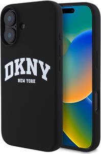 DKNY Liquid Silicone Arch Logo MagSafe kryt pre iPhone 16, čierny