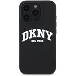 DKNY Liquid Silicone Arch Logo MagSafe kryt pre iPhone 16 Pro, čierny