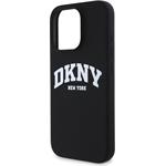 DKNY Liquid Silicone Arch Logo MagSafe kryt pre iPhone 16 Pro, čierny