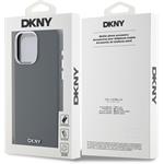 DKNY Liquid Silicone Silver Metal Logo Magsafe kryt pre iPhone 15 Pro Max, sivý