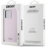 DKNY Liquid Silicone Silver Metal Logo Magsafe kryt pre iPhone 15 Pro, ružový