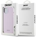 DKNY Liquid Silicone Silver Metal Logo Magsafe kryt pre iPhone 15, ružový