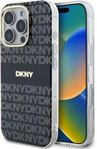 DKNY PC/TPU Repeat Pattern Tonal Stripe Magsafe kryt pre iPhone 16 Pro, čierny