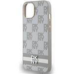 DKNY PU Leather Checkered Pattern and Stripe kryt pre iPhone 14, béžový