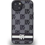 DKNY PU Leather Checkered Pattern and Stripe kryt pre iPhone 14, čierny
