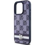 DKNY PU Leather Checkered Pattern and Stripe kryt pre iPhone 15 Pro Max, modrý