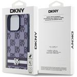 DKNY PU Leather Checkered Pattern and Stripe kryt pre iPhone 15 Pro Max, modrý