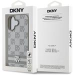 DKNY PU Leather Checkered Pattern and Stripe kryt pre iPhone 16, béžový