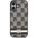 DKNY PU Leather Checkered Pattern and Stripe kryt pre iPhone 17, čierny