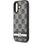 DKNY PU Leather Checkered Pattern and Stripe kryt pre iPhone 17, čierny